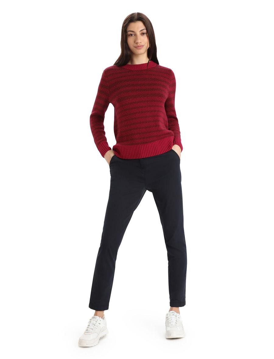 Cherry / Espresso Icebreaker Merino Waypoint Crewe Women's Sweaters | AU 1625EBCX